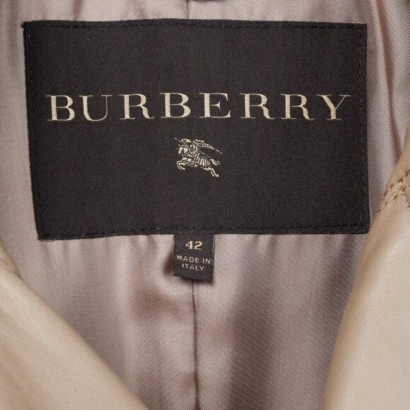 Burberry Taupe Grey Brown Leather Moto Trench Coat - Picture 4 of 13